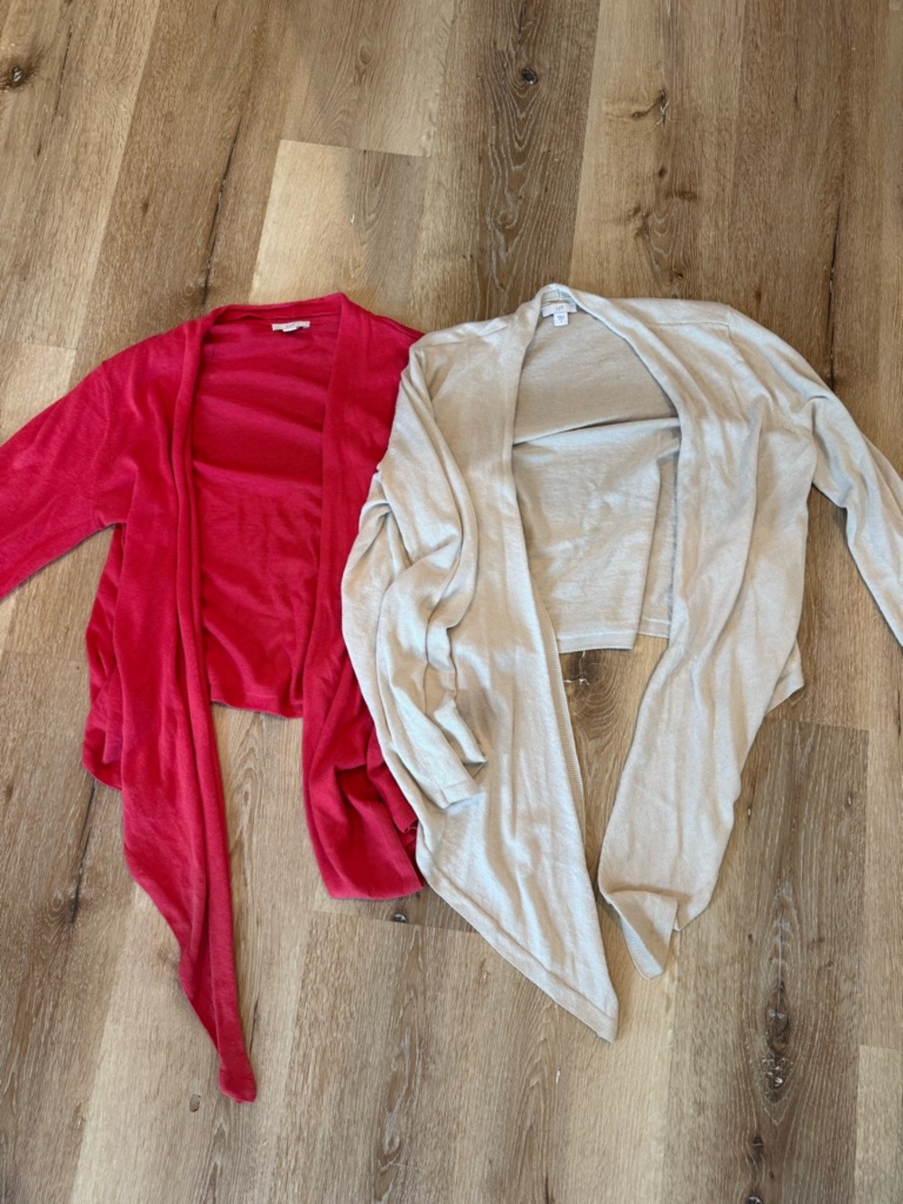 J. Jill Lightweight Open-Front linen waterfall cardigan raspberry and Cream